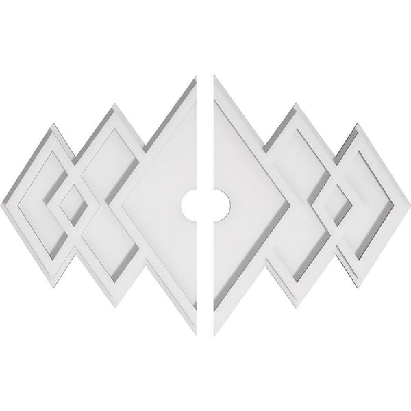 Ekena Millwork 24 in. W x 16 in. H x 2 in. ID x 1 in. P Zoe Architectural Grade PVC Contemporary Ceiling Medallion (2-Piece)
