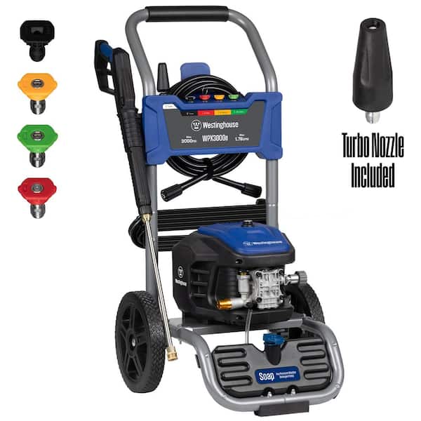 Westinghouse 3000 PSI 1.76 GPM 13 Amp Cold Water Electric Powered Pressure Washer with Turbo Nozzle and 5-Quick Connect Tips
