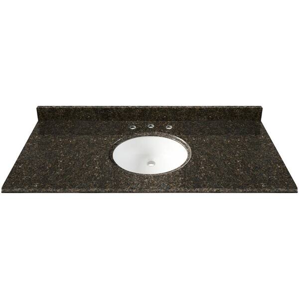 Home Decorators Collection 61 In W X 22 D Granite Single Oval Basin Vanity Top Uba Tuba With White 60822 The Depot Basin Vanity Top In Uba Tuba, 61 Granite Single Bathroom Vanity Top