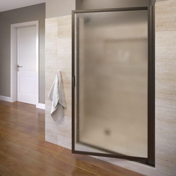 Basco Sopora 29-1/2 in. x 70-1/2 in. Framed Pivot Shower Door in Oil Rubbed Bronze with Obscure Glass