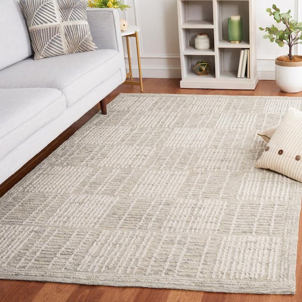 Abstract Gray/Ivory 8 ft. x 10 ft. Checkered Unitone Area Rug