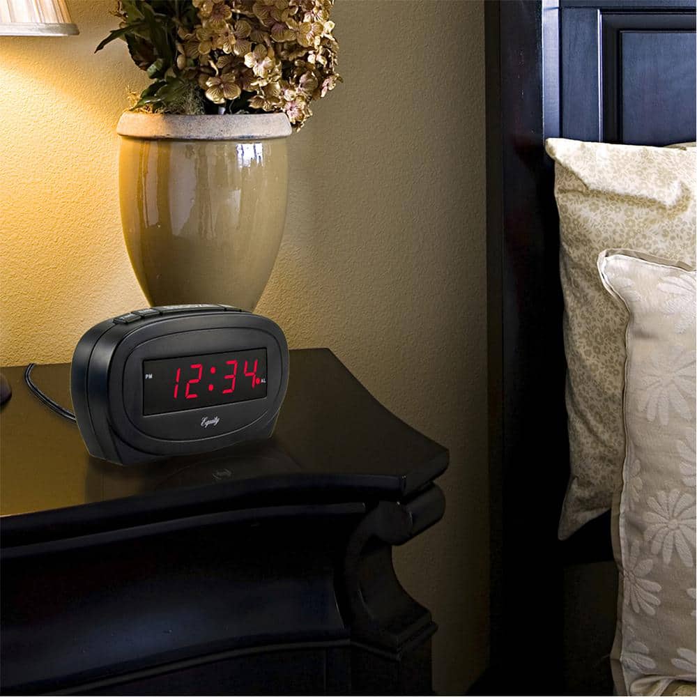 Equity by La Crosse Digital 0.60 in. Red LED Electric Black Alarm Table Clock -  30228