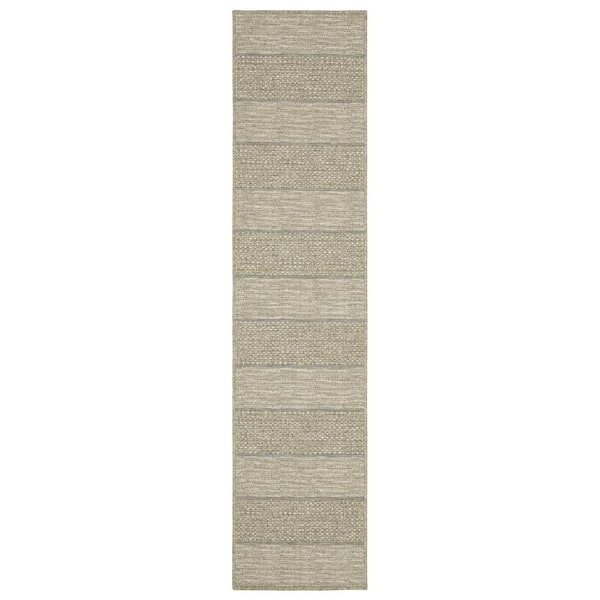 AVERLEY HOME Thrasher Beige 2 ft. x 8 ft. Geometric Banded Polypropylene Indoor/Outdoor Runner Area Rug