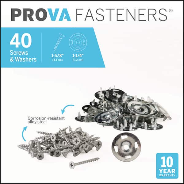 1.25 in. W x 1.63 in. L Prova Fasteners Shower Kit Screws and Washers-40 Sets