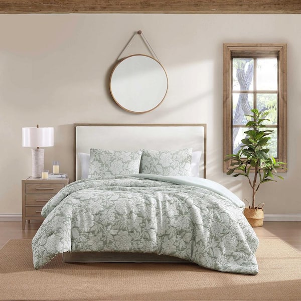 Stone Cottage Redding Floral 3-Piece Matelasse Jacquard Sage Green Polyester Full/Queen Comforter Set