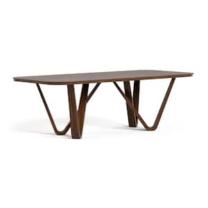 Shelun I Rich Walnut Wood 94.5 in. Double Pedestal Base Rectangle Dining Table (Seats-6)