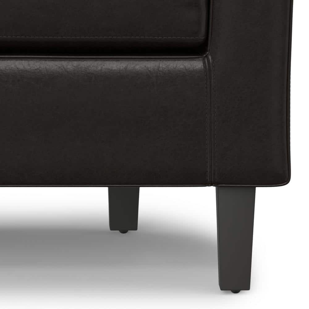 Austin Dark Brown Faux Leather Barrel Accent Chair