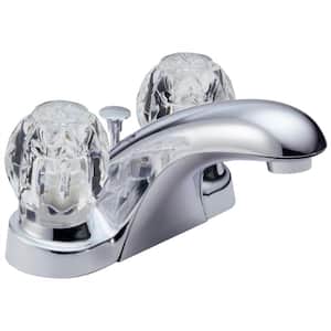 Foundations 4 in. Centerset 2-Handle Bathroom Faucet with Metal Drain Assembly in Chrome