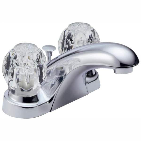 Delta Foundations 4 in. Centerset 2-Handle Bathroom Faucet with Metal Drain Assembly in Chrome