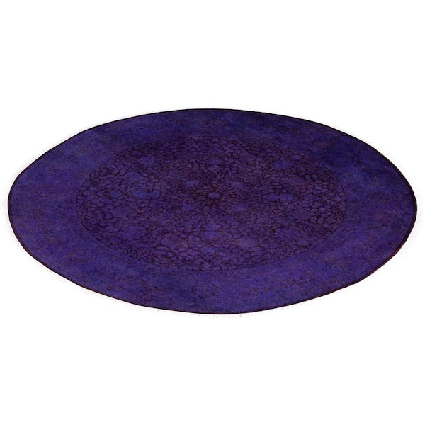 Overdyed Purple 6 ft. x 6 ft. Solid Wool Indoor Area Rug