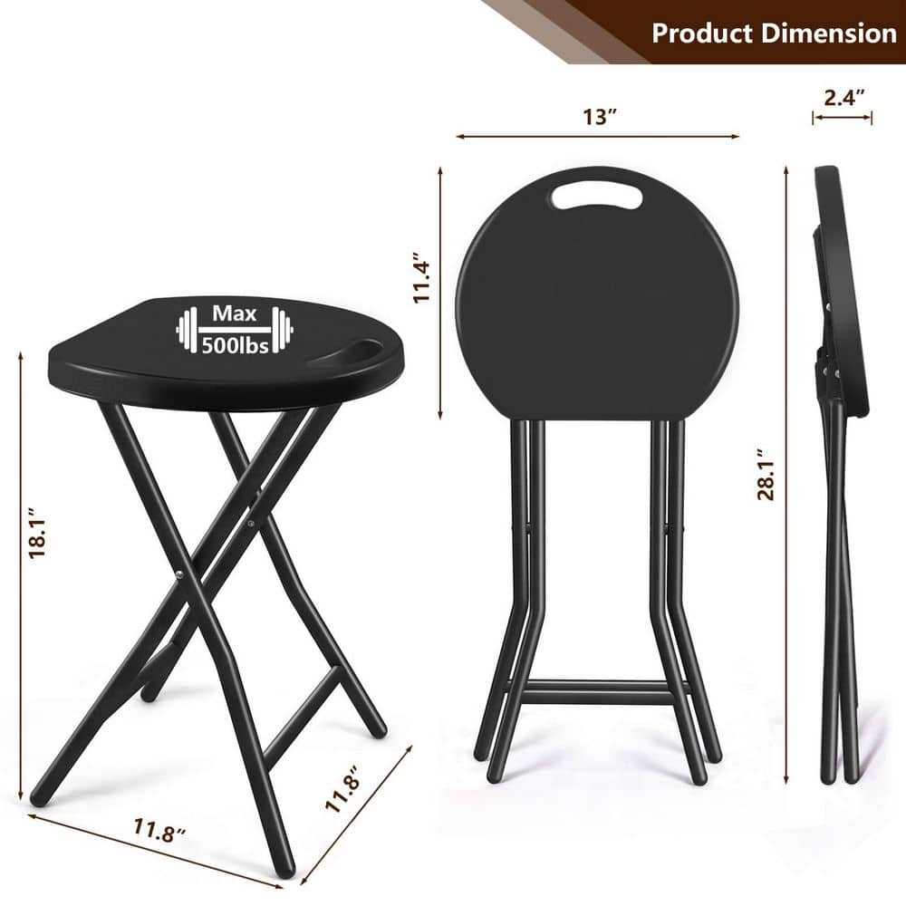 Diagram showing the dimensions of the foldable garden stool.