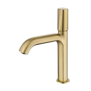 Single Handle Wall Mount Spout Waterfall Bathroom Faucet in Brushed Gold