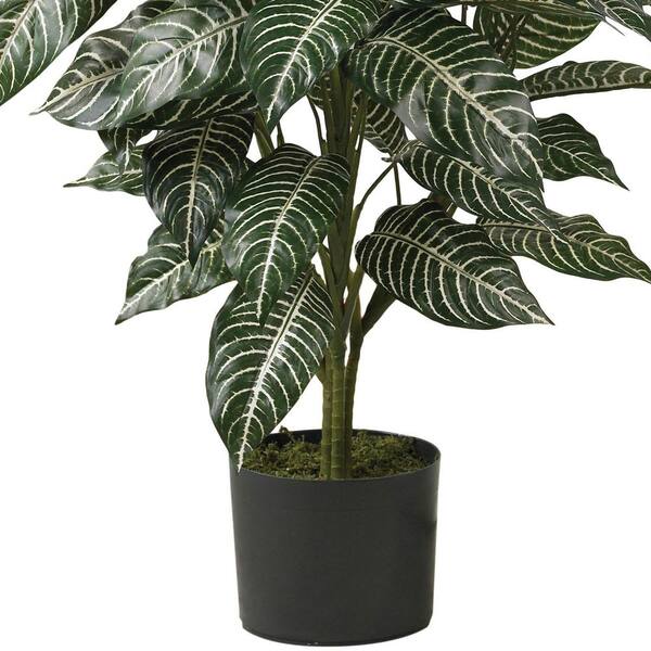 Nearly Natural 3 ft. Artificial Zebra Silk Plant 6542 - The Home Depot