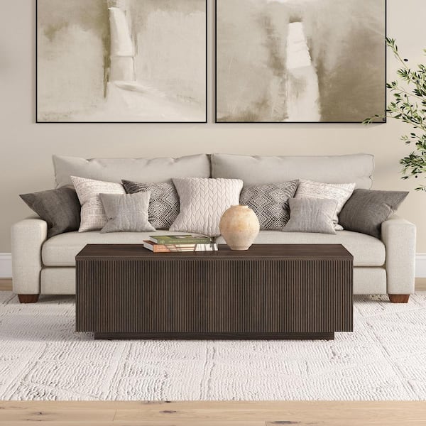 Reyes 47.5 in. Alder Brown Rectangle MDF Top Coffee Table