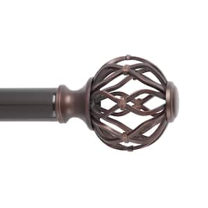 Aiden 72 in. - 144 in. Easy-Install Optional No Tools Adjustable 1 in. Single Rod Kit in Bronze with Cage Finials