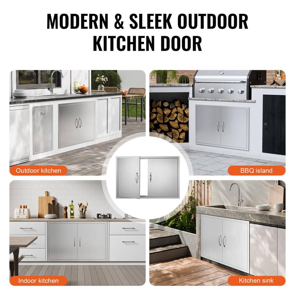 Stainless Steel Double BBQ Access Door with Hooks