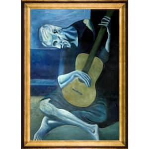 The Old Guitarist by Pablo Picasso Athenian Gold Framed People Oil Painting Art Print 29 in. x 41 in.