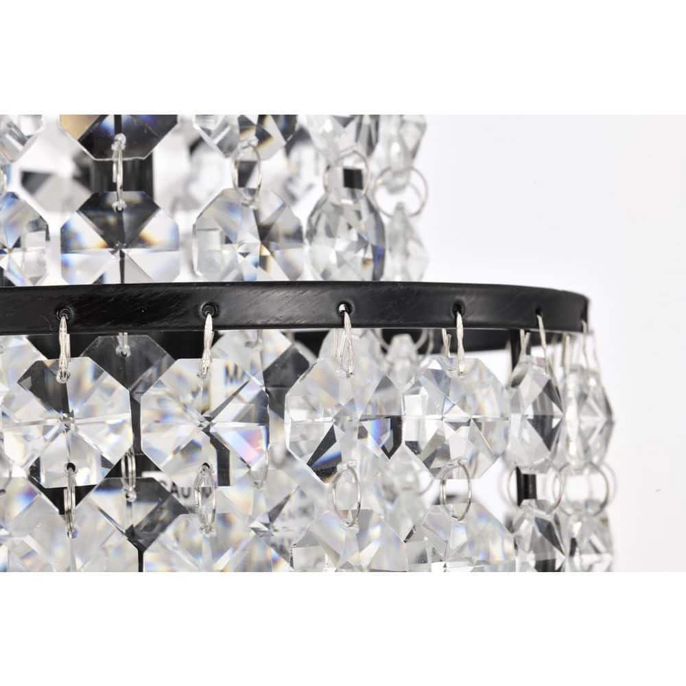 Antique Black Mini Chandelier with Tiered Crystal Cascades