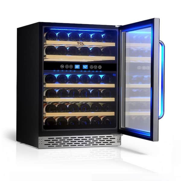 TCL Dual Zone 46-Wine Bottles Stainless Look Wine Cooler TRW46B8AS