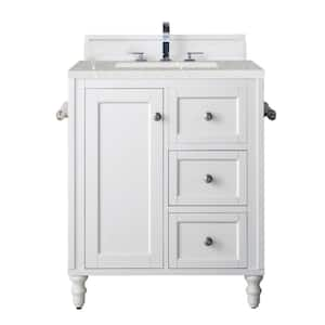 Copper Cove Encore 30 in. W x 23.5 in. D x 36.2 in. H Single Bath Vanity in Bright White with Eternal Serena Quartz Top