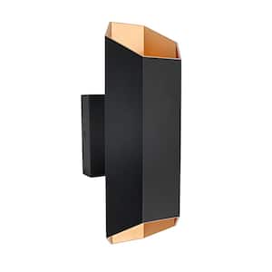 13 in. Hexa Bronze Integrated LED Outdoor Up and Down Wall Sconce