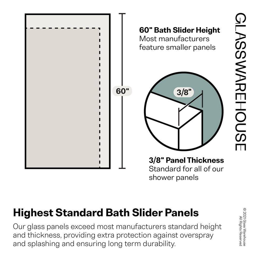 Equinox 56 - 60 in. x 60 in. Fully Frameless Gray Tinted Sliding Bathtub Door