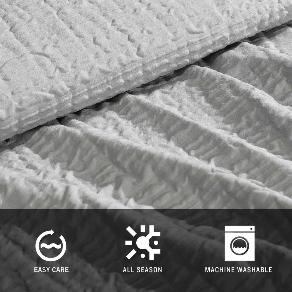 Gray Twin Gathered Embellishment Duvet Cover Set