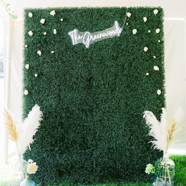 12- Piece 20 in. x 20 in. Artificial Boxwood Panels Greenery Panel Faux Boxwood Hedge UV-Protected Grass Wall Decor
