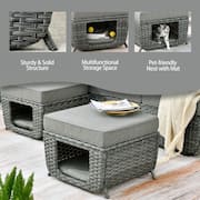 Fortune Dark Gray 7-Piece Wicker Patio Fire Pit Conversation Set with Dark Gray Cushions and Swivel Chairs