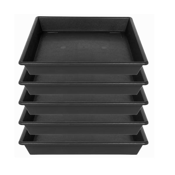 12  in. W x 1.7  in. H Square Plant Saucer Heavy Duty Plastic Plant Saucers for Indoors/Outdoors Plants (5-Pack)
