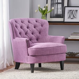 Tafton Light Purple Fabric Club Chair with Tufted Cushions (Set of 1)