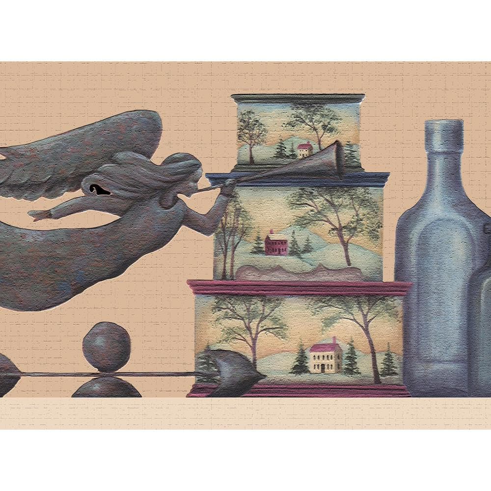 Dundee Deco Falkirk Dandy II Grey Maroon Books Bottles Angels Abstract