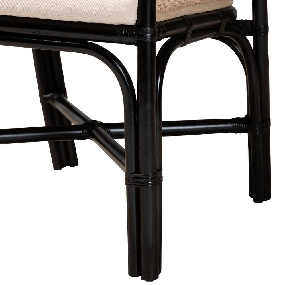Miranda Black and Natural Rattan Cane Dining Chair Set