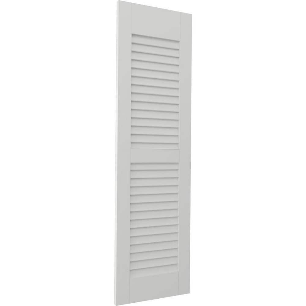 15 in. W x 75 in. H Americraft 2-Equal Louver Exterior Real Wood Shutters Pair in Hailstorm Gray price history on PriceWatchPro