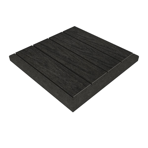 NewTechWood 1/12 ft. X 1 ft. Quick Deck Composite Deck Tile Outside Corner Trim In Indian Ebony (2-Pieces/Box)