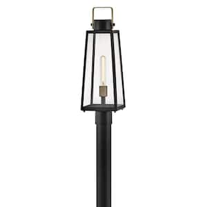 Hugh 1-Light Black Aluminum Weather Resistant Outdoor Post Light with No Bulbs Included