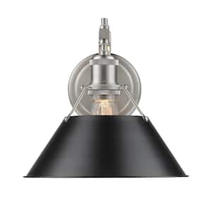 Orwell PW 1-Light Pewter Sconce with Black Shade