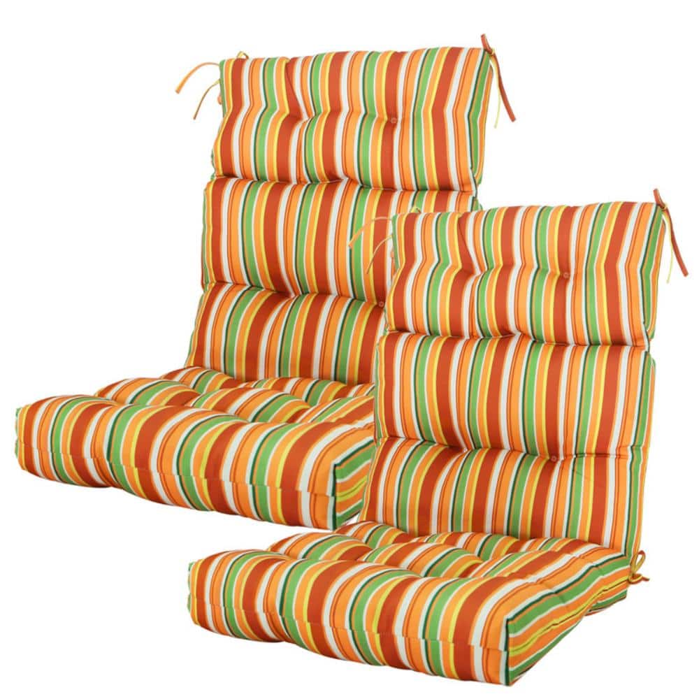 46 in. x 22 in. High Back Universal Outdoor Cushion, with Secure Ties for Patio, Deck & Garden in Rainbow price history on PriceWatchPro