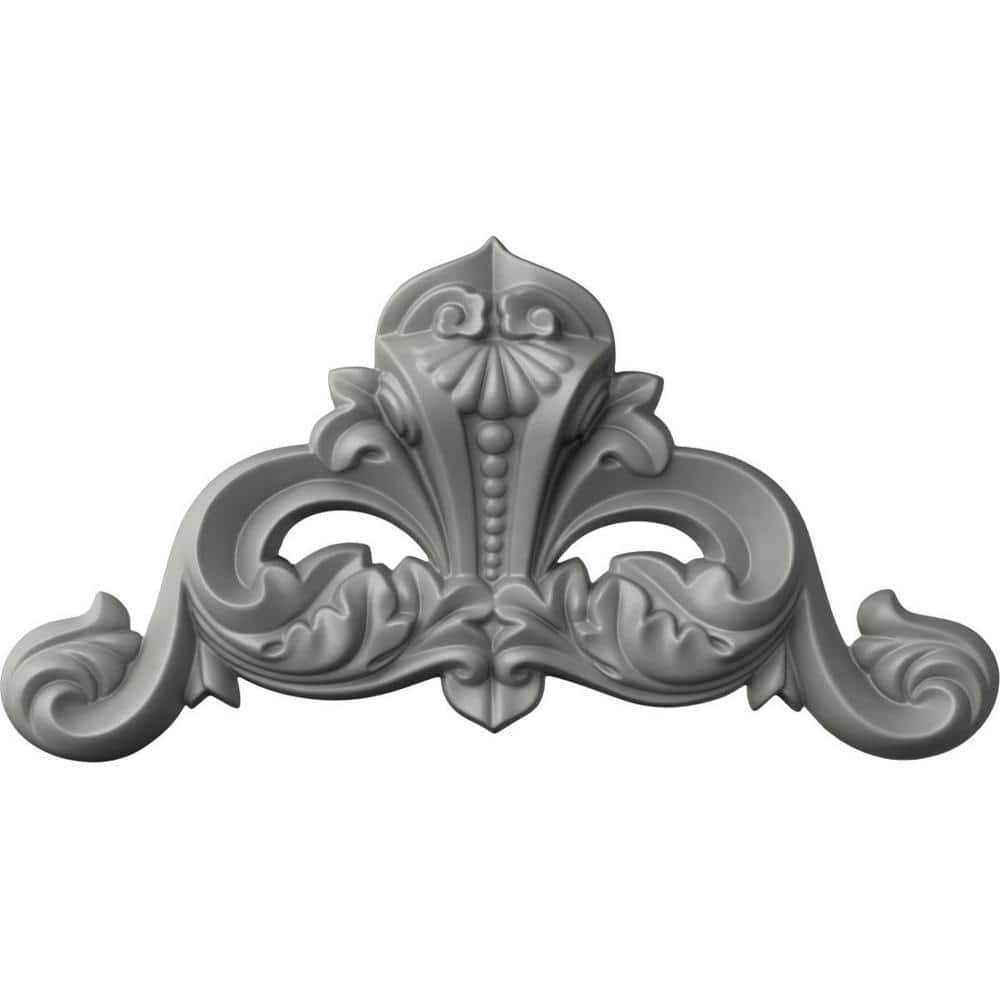 Gray Polyurethane Beaded Scroll Wall Applique