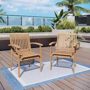 Brown Acacia Wood Patio Dining Chair (2-Pack)