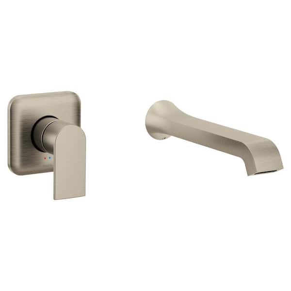 MOEN Genta LX Single Handle Wall Mount Tub Filler High Flow Tub Faucet with 10 in. Spout Reach in Brushed Nickel