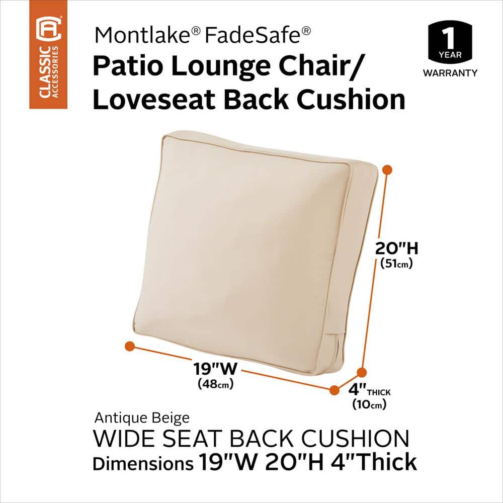 Antique Beige Polyester Outdoor Lounge Chair Back Cushion