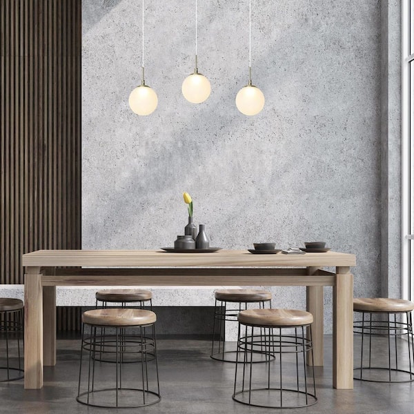 23 in. Integrated LED Brass Modern Island Chandelier, Farmhouse DIY Pendant Light, Frosted Glass Dining Room Chandelier