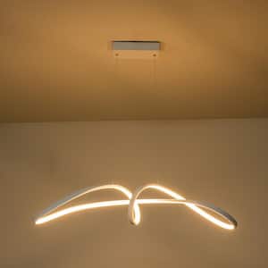 37-Watt 1-Light White Streamline Modern Integrated LED Pendant Light