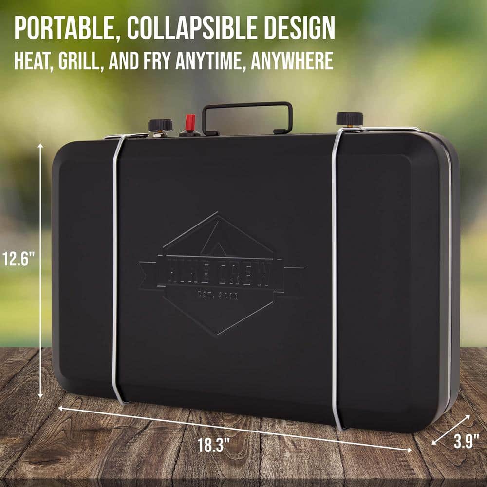 Black Portable Propane Gas 2-Burner Camping Stove