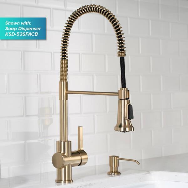 Kraus Britt Kitchen Faucet And Purita Water Filter Faucet Combo In Spot Free Antique Champagne Bronze Finish Kpf 1690 Ff 100sfacb The Home Depot