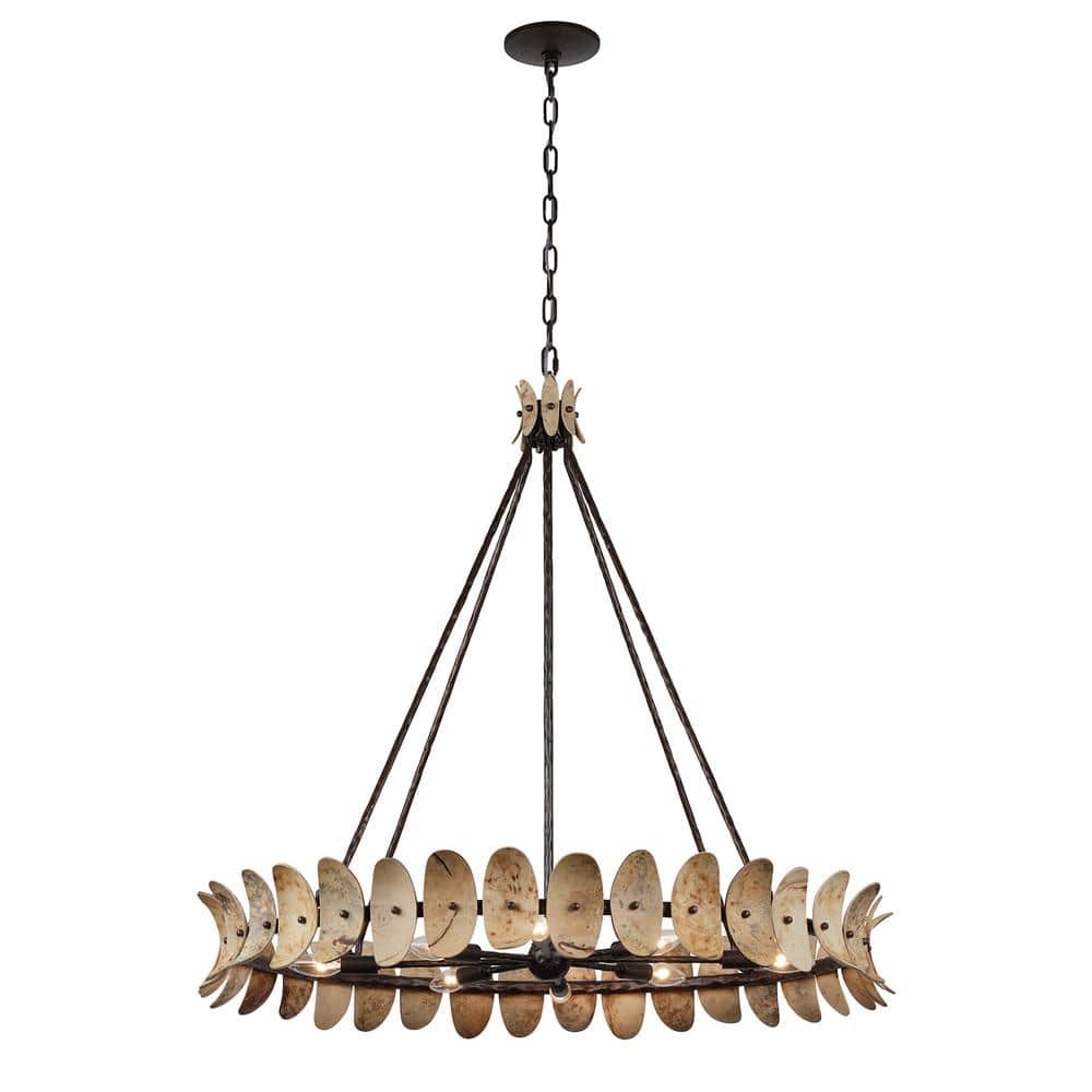 Natural Champagne Mist 8-Light Coconut Shell Chandelier
