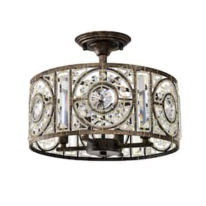 Sigyn 14.1 in. 4-Light Indoor Antique Bronze Finish Semi-Flush Mount Ceiling Light with Light Kit