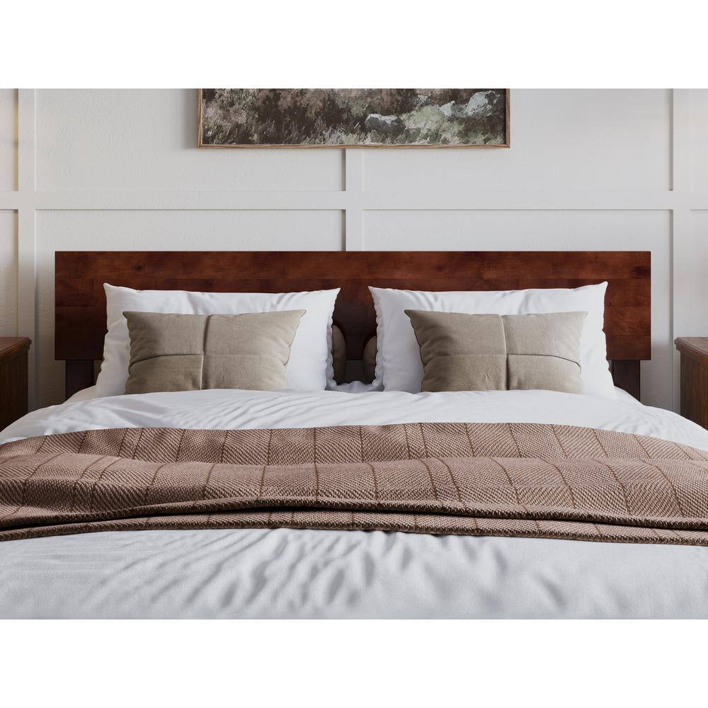Walnut Queen Solid Wood Panel Headboard with USB Charger