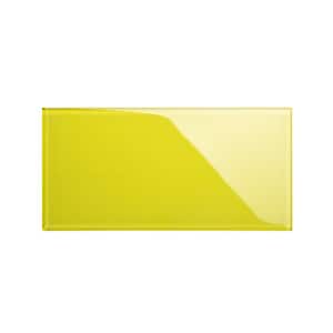 Pineapple Yellow 6 in. x 12 in. x 8mm Glass Subway Tile (5 sq. ft./Case)
